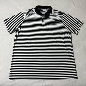 Nike Golf Polo‎ Mens 2XL Dri Fit Striped Black White Shirt 100% Polyester XXL